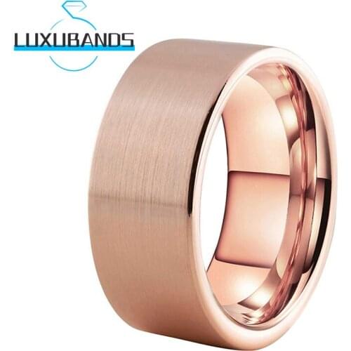 10MM Wedding Bands For Men Wemen Flat Engagement Rings Rose Gold Brushed Finished Comfort Fit