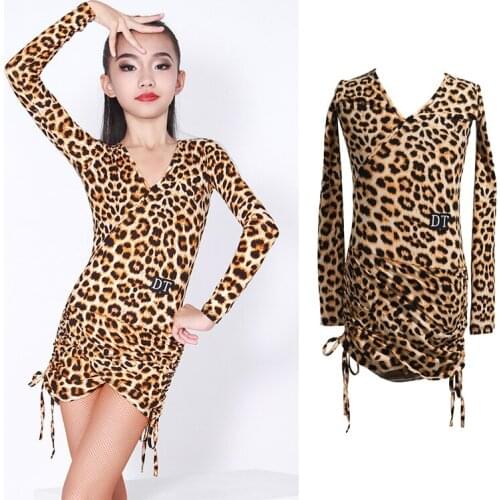 Leopard Latin Dancing Dresses For Girls Designer Clothes Stage Costume Cha Cha Dress Tango Dancewear Salsa Dance Outfit JL3051