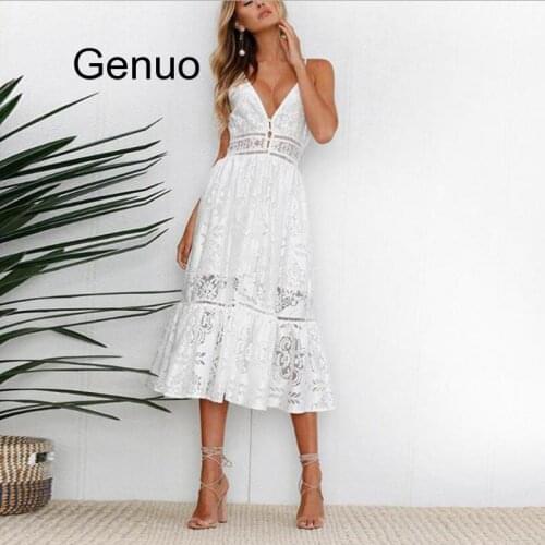 White Pearls Sexy Women Summer Dress Hollow Out Embroidery Maxi Cotton Dresses Evening Party Long Ladies Vestidos