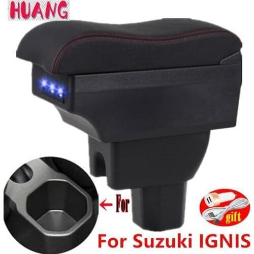 For Suzuki IGNIS Armrest For Suzuki IGNIS Retrofit parts Interior Storage box USB LED Simple installation Car Armrest box