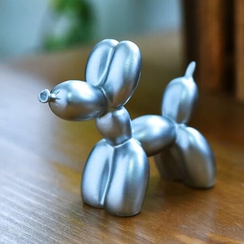 Resin Metallic Balloon Dog Figure Statue Desktop Ornament Gifts for Kids