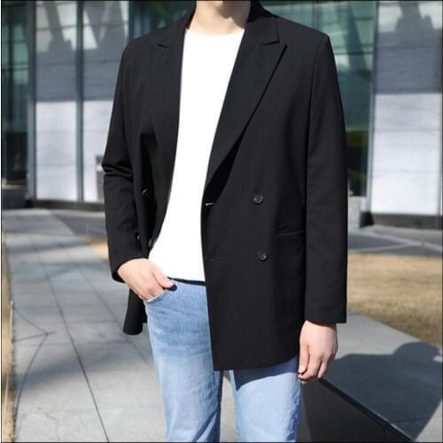 Casual Suits Men Blazers Solid Color Self-cultivation Youth Double-breasted Thin Section Single Western Jacket S-5xl 2021