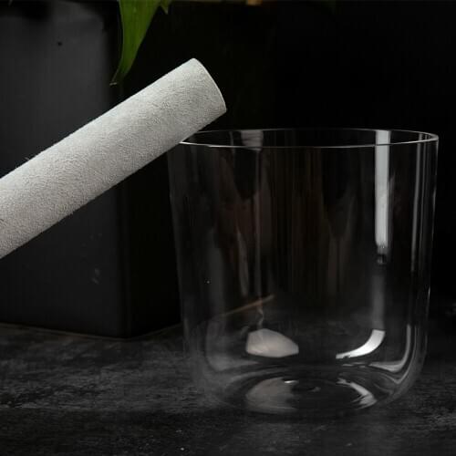 About 6.5" pure quartz crystal singing bowl with perfect D or D# musical note for Sacral chakras or Adrenals chakras