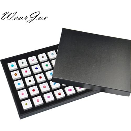 Gemstone Beads Display Storage Case Transparent Lid White/Black Foam Plastic Box Tray Insert Gem stones Diamond Jars Organizer