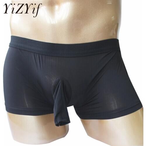 Sexy Mens Boxers Gay Underwear Stretch Bikini Thong Underwear with Open Penis Sheath Elastic Waist Band Sissy Panties Nightwear
