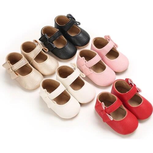 Children Kid Baby Girl Princess PU White Pink Fashion Buckle Shoes Bowknot Crystal Dance Shallow Bow Shoes