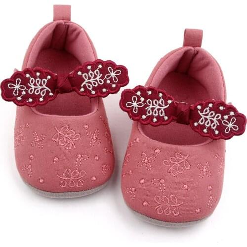 Baby Girls Floral Bow Shoes Soft First Walking Shoes Princess Shoes Prewalker Soft Bottom Anti Slip Toddler Girls Princess Shoes