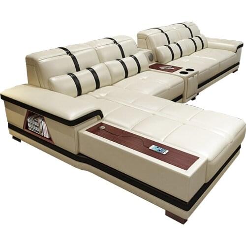 Living Room Sofa storage corner real genuine leather sofas salon couch puff asiento speaker bluetooth canape L shape sofa cama