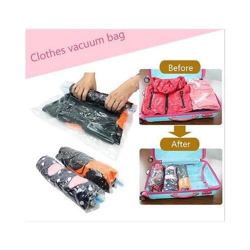 Vacuum Storage Bags Hot Roll-Up Vacuum Clothes Storage Bag Travel Compressed Bag Saved Space Seal