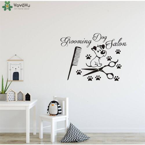 YOYOYU Wall Decal Grooming Dog Salon Wall Art Sticker Cute Puppy Decor Modern Removable Wallpaper 40 Colors Available QQ298