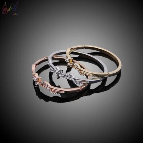 YULAILI 3PCs New Alloy Bangles Bracelets for Women Jewelry Fashion Bangle Fixed Mixed Color Gold Bracelet Decorating