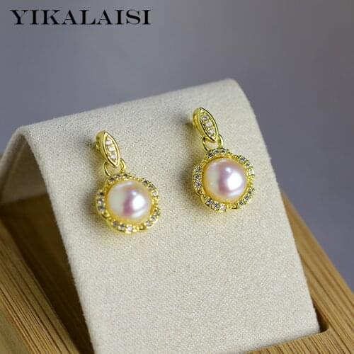 YIKALAISI Fashion Jewelry For Women 7-8mm Oblate Natural Freshwater Pearl Earrings 2021 New Wholesales