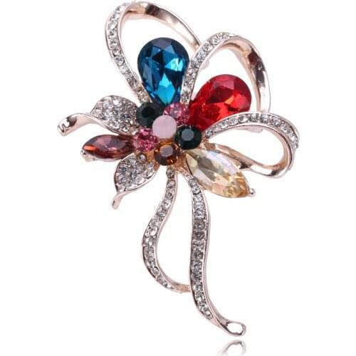 1pcs Fashion and exquisite Seven colors Crystal bouquet brooch for Women Wedding Dress Accessories Grils Gift Dress pins