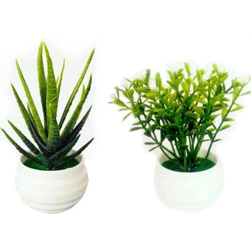 1PC Artificial Plants Green Bonsai Mini Plant Pot Artificial Potted Grass Fake Flower Ornament For Home Office Decoration