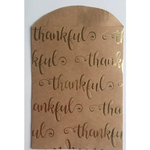 10pcs Bronzing Thank You Kraft Paper Gift Bags Wedding Party Christmas Favor Bag Candy Cookie Food Gift Packaging Decoration