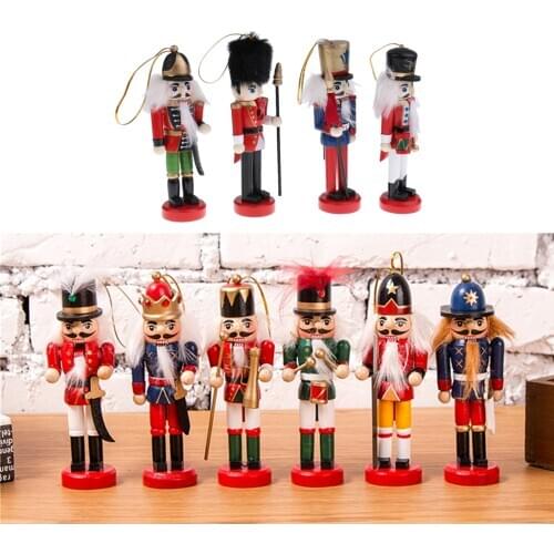 10Pcs/Set Wooden Hanging Nutcracker Soldier 12cm Christmas Tree Xmas Decor Gifts New Year Decor Pendants Ornaments