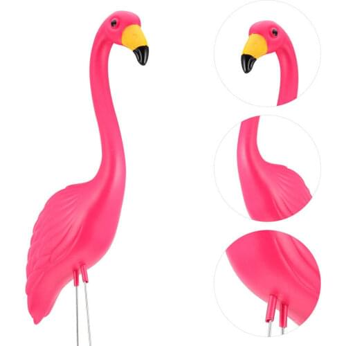 2pcs Artificial Flamingo Stake Outdoor Garden Lawn Decor Flamingo Statue (Pink)