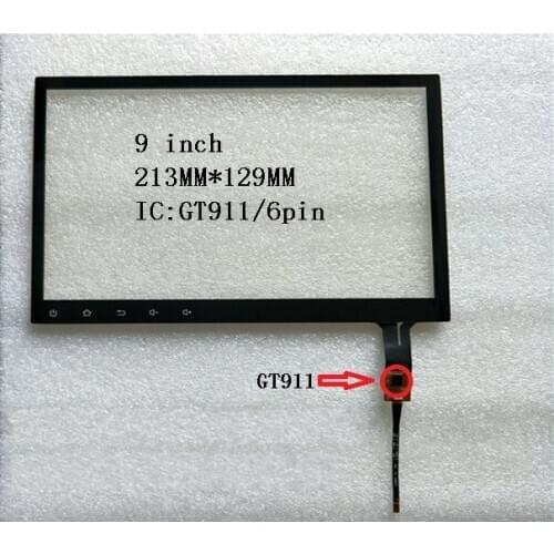 213*129 9 inch android universal DVD navigation capacitive touch screen IC:GT911 / 6 pin