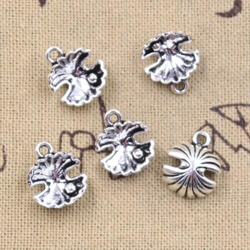 30pcs Charms Pearl Mussel Shell 15x13x6mm Antique Silver Color Pendants DIY Crafts Making Findings Handmade Tibetan Jewelry