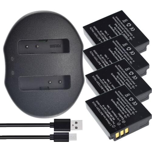 4Pcs CGA-S005 DMW-BCC12 Battery + Dual USB Charger for RICOH G800 G800SE GR Digital III IV WG-M M1 DB-60 65 GX200 R3 R30 R4