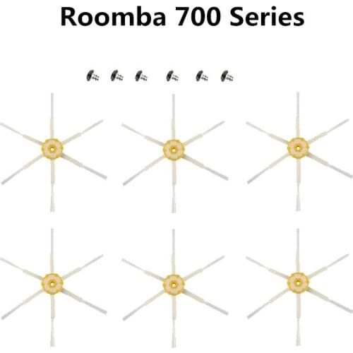 6pcs Accessories six-paw-Side brush For irobot Roomba 700 Series 730 740 750 760 Robotic Vacuum Cleaner Spare Part (Free scre)