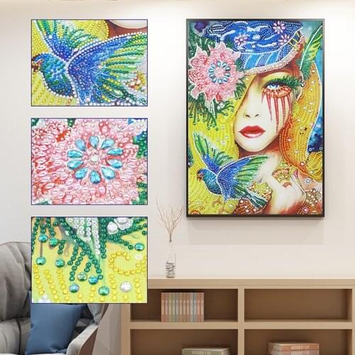 Diamond Embroidery Women Pattern Painting 5D DIY Special Shaped Diamond Painting Floral Cross Embroidery Home Decoration