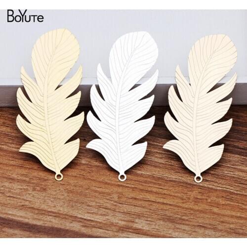 BoYuTe (10 Pieces/Lot) Metal Brass Corrosion Sheet 87*38MM Big Feather Pendant Diy Hand Made Jewelry Materials Wholesale