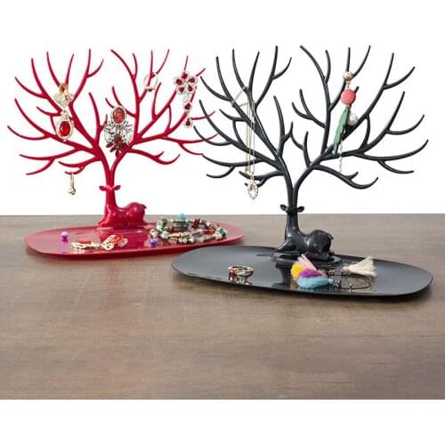 Black White Rose Red Deer Earrings Necklace Ring Pendant Bracelet Jewelry Cases&Display Stand Tray Tree Storage Jewelry