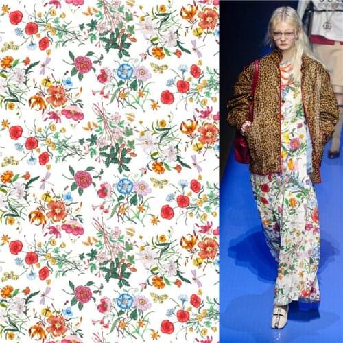 Flower pattern logo custom fashion printed fabric by the yard polyester dress shirt cloth diy patchwork sewing materials