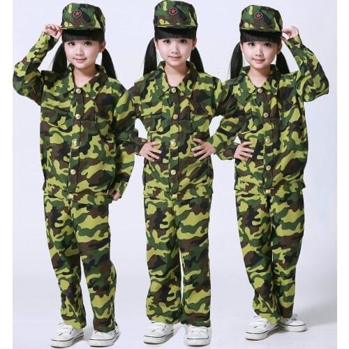 Camouflage Clothing Set Kid Military Uniform Clothes Childrens Sport Suit Long Sleeve School Military Training Uniforms