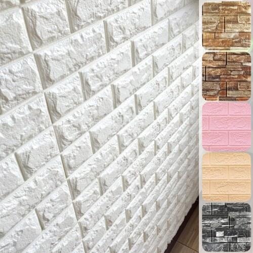 Home Decor 3D Wall Sticker Imitation Brick Bedroom Waterproof Self-Adhesive Wallpaper For Living Kids Room TV Backdrop 35*38cm