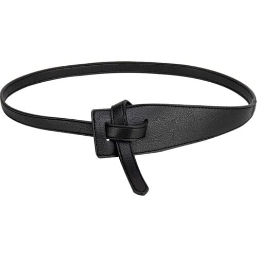 Jeans Cummerbunds Soft Waistband Solid Designer PU Leather Long Jumpsuit Simple Women Belt Coat Dress Fashion Knot Ceinture