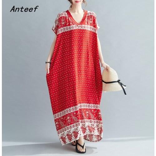 Cotton satin vintage floral dresses for women casual loose maxi long summer beach woman dress elegant clothes 2021