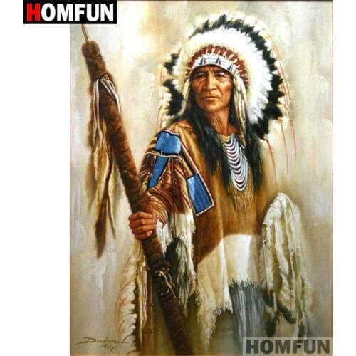 HOMFUN Full Square/Round Drill 5D DIY Diamond Painting "Indian feathers" Embroidery Cross Stitch 5D Home Decor Gift A07194