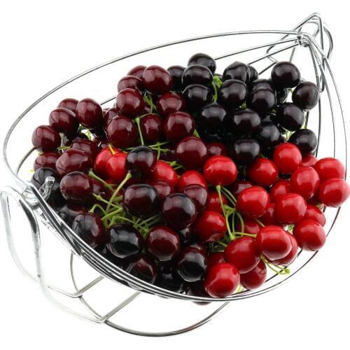 Gresorth 100 PCS Artificial Red Cherries Fake Black Cherry Simulation Party Christmas Decoration