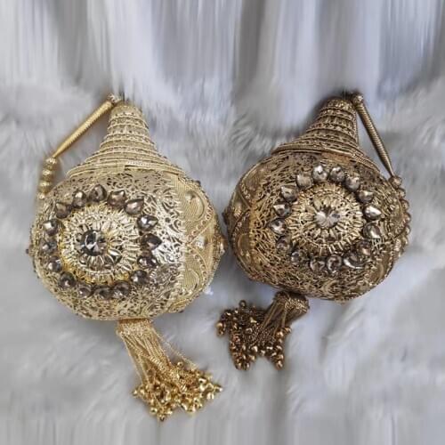 DOYUTIG Womens Antique Gold Hand-Made Beaded Clutch Bag Vintage Crystal Beaded Crossbody Bag Lady Wedding Bags Evening Bag F696