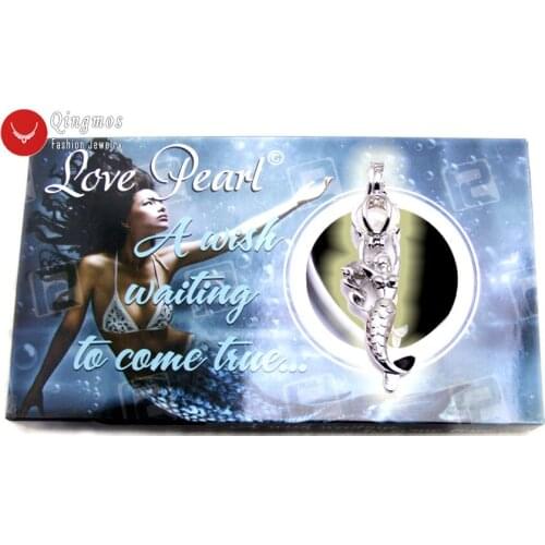 Qingmos Love Pearl Chokers Necklace for Women With 10*50mm Mermaid Cage Wish Pearl Holder Trendy Pendants Necklace Gift Box-3644