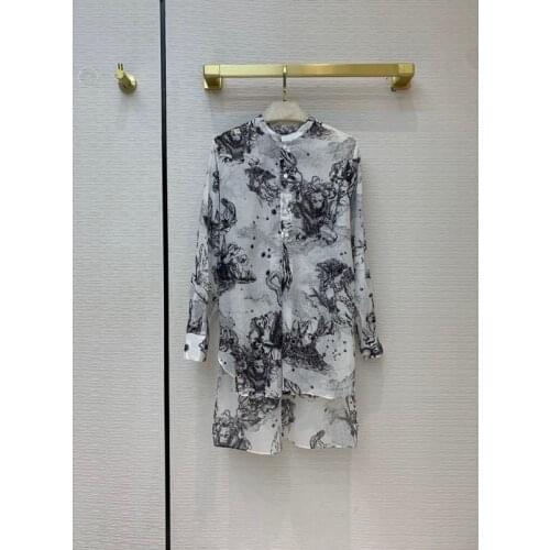 End 11.16 Quality High Autumn Winter New Print Pattern Embroidery Vintage Loose Casual Cotton Shirt Blouse Women