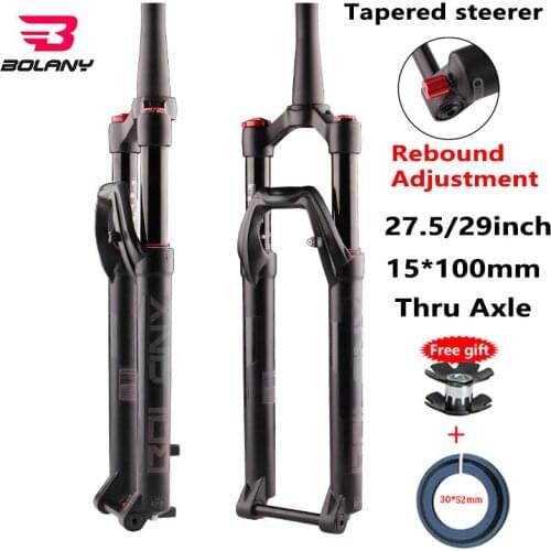 BOLANY 27.5 29er Tapered Thru Axle Rebound Adjustment Mountain Air Suspension Fork With Lock-out System Bicycle Accessories New
