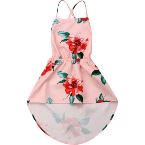 Summer Kid Baby Girl Sunflower Floral Dress Sleeveless Backless Party Pageant Dress Casual Sundress