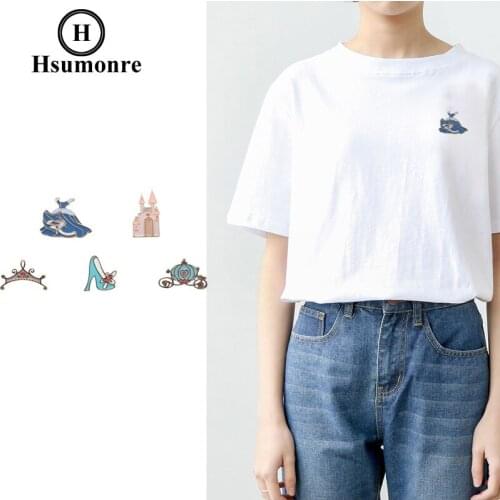 Princess Cartoon Cute Brooches High Heels Crown Princess Dress Church Pins Brooch Enamel Denim Shirt Pin Badge Jewelry 5pcs/set