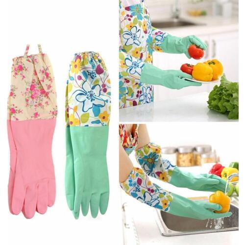 Multi Purpose Long Waterproof Rubber Plush Gloves Hand Dish Washing Kitchen Tool Plus Velvet Latex Gloves Kitchen Tools