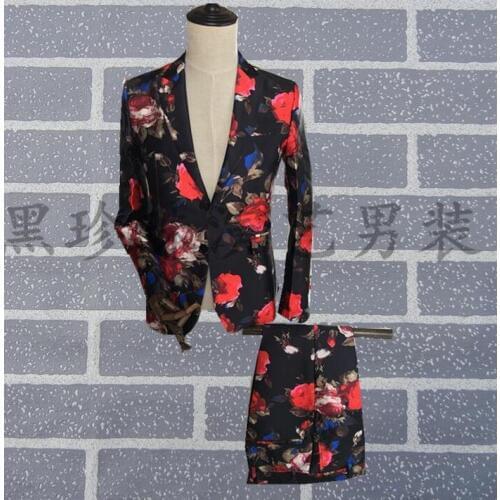 Fashion print blazers mens suit male fancy suit men groom suit wedding dress masculino homme terno stage costumes for singers