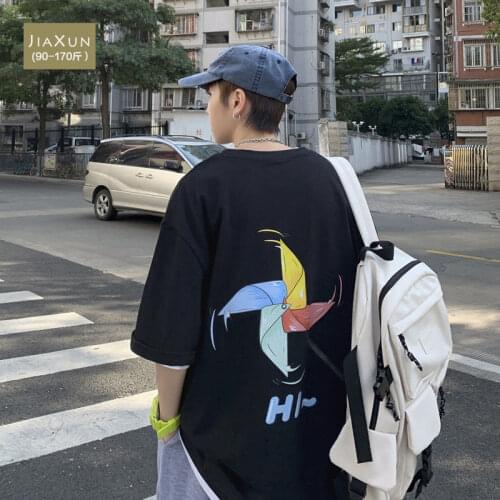 Net red windmill short sleeve t-shirt mens new fashion brand 2021 summer student super hot Street BF trend half sleeve