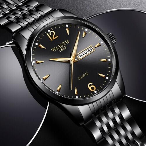 High Quality Men Watch Stainless Steel Butterfly Buckle Watches Date Week Top Luxury Brand Wrist Watches Clock Relogio Masculino