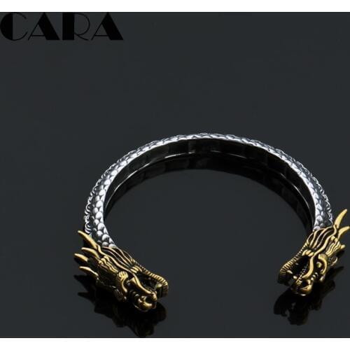 2019 new 2 tone stainless steel Dragon Bangle bracelet mens stylish individual bracelet bangles men fashion jewelries CAGF0447