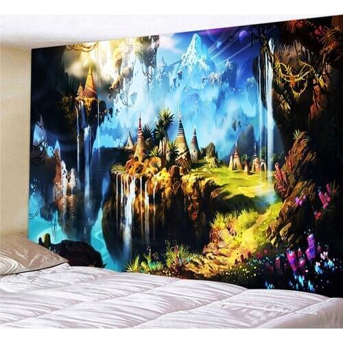 Tapestry Wall Hanging Colorful Print Artistic Oil Painting Tapestry psychedelic Animal Cartoon for Home Dorm Room Décor 95x73cm
