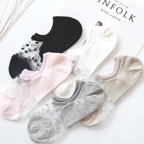 New Slipper Socks 5 Pairs/lot Cotton No Show 2021 For Women Sock Non-slip Silicone Color Felmen Short Invisible