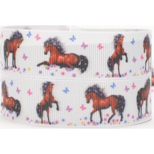 NEW Cute Running Horse sales 50 yards Pattern Printed Grosgrain Ribbon For Crafts Handmade Materials