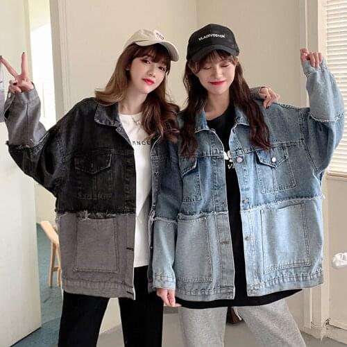 New Spring Women Denim Coats Japanese Style Patchwork Oversize Jackets And Coats Oversize Womans Baseball-Uniform Clothes